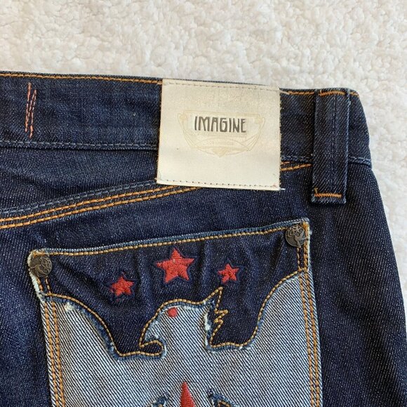 Imagine LA ISKO Y2K Bootcut Denim Jeans Unique Bird Pockets 27x34 RARE NWT - Picture 6 of 11